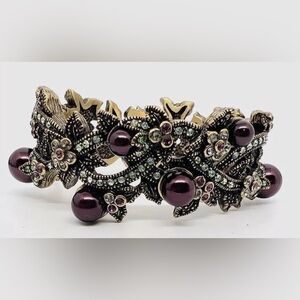 Heidi Daus Bracelet Ring Faux Pearls Crystal Rhinestones Signed
